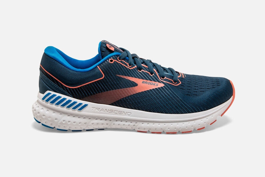 Tenis Corrida Brooks Transcend 7 Feminino Brasil - Azul Marinho Coral 3482576-OG